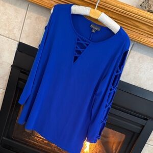 BOLD elements Cobalt Blue Cutout Sleeve Blouse